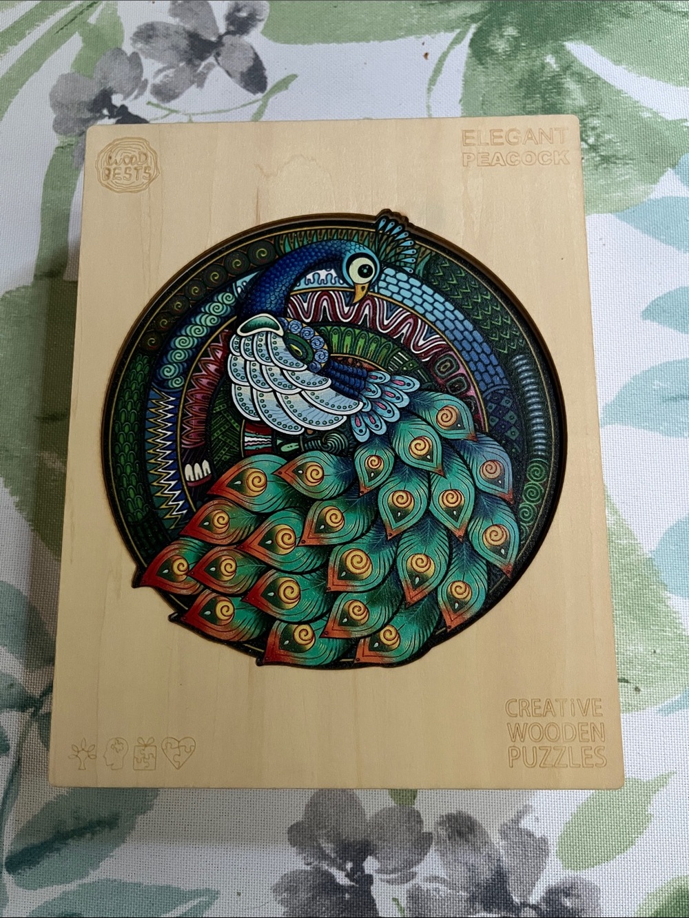 Hand-Painted Peacock Wooden Art Puzzle by Wood Bests